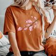 ヴィンテージ桜 日本の桜の花グラフィカルアート レディースオーバーサイズコンフォートTシャツ Yam