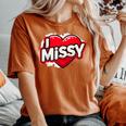 名前入り Missy I Love Missy レディースオーバーサイズコンフォートTシャツ Yam