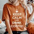 平静を保ち コーヒーを飲む Keep Calm And Drink Coffee レディースオーバーサイズコンフォートTシャツ Yam