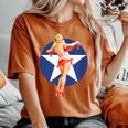 愛国心 ヴィンテージ セクシー ピンナップ 女の子 レディースオーバーサイズコンフォートTシャツ Yam