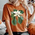 白モクレン花 ボタニカルアート レディースオーバーサイズコンフォートTシャツ Yam