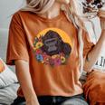 花のイラストとゴリラ レディースオーバーサイズコンフォートTシャツ Yam