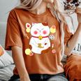 花より団子猫 Cat 猫 メンズ レディース ペット 動物 和風 キャラt レディースオーバーサイズコンフォートTシャツ Yam