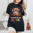 100Th Days Ofchool Owls 鳥 学生 100日間の学校 レディースオーバーサイズコンフォートTシャツ Black
