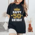 50歳の男性と女性のための50歳の誕生日のアイデア レディースオーバーサイズコンフォートTシャツ Black
