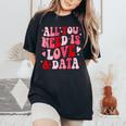 All You Need Is Love And Data Teacher バレンタインデー グルービー レディースオーバーサイズコンフォートTシャツ Black