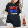 Bbq Beer Freedom シャツ レディースオーバーサイズコンフォートTシャツ Black