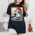 Catzilla Cat 日本アート 面白い猫 ギフト 男性 女性 子供 レディースオーバーサイズコンフォートTシャツ Black