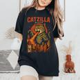 Catzilla Japanese Cat Cat Graphic Women's Oversized Comfort T-Shirt Black