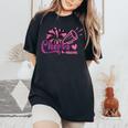 Cheer Mom ヒョウ文字 チアポンポン メガホン付き レディースオーバーサイズコンフォートTシャツ Black