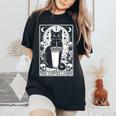 The Coffee Lover Cat ビンテージ ゴシック タロットカード レディースオーバーサイズコンフォートTシャツ Black
