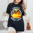 Crazy Duck Lady キュート アヒル ママ アヒルの所有者 面白い I Love Ducks レディースオーバーサイズコンフォートTシャツ Black