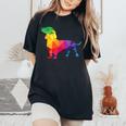 Dachshund Gay Pride Lgbt Lgbtq Rainbow Flag Dog Lovers レディースオーバーサイズコンフォートTシャツ Black