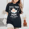 First Time Mom Est 2025 Cute Mother's Father's Day Women's Oversized Comfort T-Shirt Black First Time Mom Est 2025 Cute Mother's Father's Day Women's Oversized Comfort T-Shirt Black