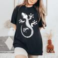 Gecko Dad Mom Lover モノクロ ヤモリ レディースオーバーサイズコンフォートTシャツ Black