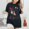 Girl With Red Horns 日本アートスタイル 面白いグラフィックtシャツ レディースオーバーサイズコンフォートTシャツ Black