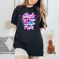 Girls Just Wanna Have Fun 1980S Eighties Costume Party レディースオーバーサイズコンフォートTシャツ Black