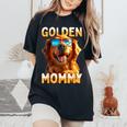 Golden Mommyゴールデン・ママ 母の日 ゴールデンレトリバー・ママ レディースオーバーサイズコンフォートTシャツ Black