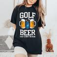Golf And Beer That's Why I'm Here ゴルフ ビールを飲む人 レディースオーバーサイズコンフォートTシャツ Black