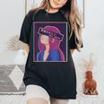 Hailatanad Anime Girl Japaneseaporwave Aesthetic レディースオーバーサイズコンフォートTシャツ Black