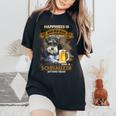 Happiness Is An Old Man With A Beerchnauzeritting Near Near レディースオーバーサイズコンフォートTシャツ Black