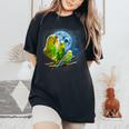 Howling At The Moon シャツ インコシャツ インコ セキセイインコ レディースオーバーサイズコンフォートTシャツ Black