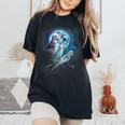 Howling At The Moon シャツ インコシャツ ファニーセキセイインコシャツ レディースオーバーサイズコンフォートTシャツ Black
