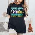 Husband And Wife Bowling Partners For Life おもしろボーリング レディースオーバーサイズコンフォートTシャツ Black
