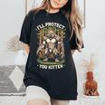 I'll Protect You Kitten Wolf Meme Joke 皮肉な女性 男性 レディースオーバーサイズコンフォートTシャツ Black
