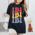 Ibi City Groovy レトロ レディースオーバーサイズコンフォートTシャツ Black