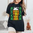 Irish You Were Beer 聖パトリックの日 ビアマグ 面白い レディースオーバーサイズコンフォートTシャツ Black