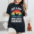 Just A Boy Who Loves Chickens シャツ キッズ 幼児 男の子 チキン レディースオーバーサイズコンフォートTシャツ Black