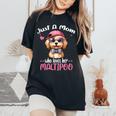 Just Mom Who Loves Her Maltipooママ レディースオーバーサイズコンフォートTシャツ Black