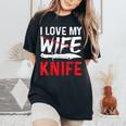 メンズ Knife Collector I Love My Wife ナイフ レディースオーバーサイズコンフォートTシャツ Black