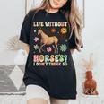 Life Without Horses グルーヴィーな乗馬 乗馬 レディースオーバーサイズコンフォートTシャツ Black