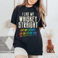 Like My Whiskeytraight Friends Lgbtq Gay Pride Proud Ally レディースオーバーサイズコンフォートTシャツ Black