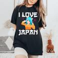 I Love Japan Kawaii Anime Girl Neko Cat Girl Otaku Weeb レディースオーバーサイズコンフォートTシャツ Black