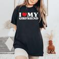 I Love My Girlfriend I Heart My Gf バレンタインデー レディースオーバーサイズコンフォートTシャツ Black