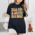 Mãe Portugués Mamá Día De La Madre Divertido Groovy Ondulado Texto Camiseta extragrande cómoda para mujer Black
