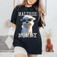 Maltese Mommyマルチーズ ママ 犬 お母さん 母の日 お母さん スウィート・マルチーズ レディースオーバーサイズコンフォートTシャツ Black