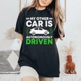 My Other Car Is Autonomally Drived Tech ユーモア レディースオーバーサイズコンフォートTシャツ Black