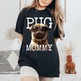 Pug Mommyパグ・マミー パグ・マム 犬のママ 母の日 パグ・ママ レディースオーバーサイズコンフォートTシャツ Black