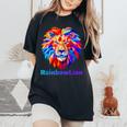 Rainbow Lion レインボー ライオン かっこいい おしゃれ レディースオーバーサイズコンフォートTシャツ Black