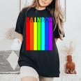 Rainbow レインボー《虹 カラー》【デザインアート】文字 7色 カラフル レディースオーバーサイズコンフォートTシャツ Black
