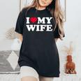 Red Heart I Love My Wife レディースオーバーサイズコンフォートTシャツ Black