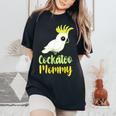 Retro Cockatoo Mother Mom Cockatoo Mommy Cockatiel レディースオーバーサイズコンフォートTシャツ Black