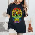 Sugarkull Lgbt Gay Pride Rainbow Flag Day Of The Dead レディースオーバーサイズコンフォートTシャツ Black