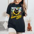 Sunflower Cat 黒猫 ひまわり 向日葵 アメコミ ネタアイテム レディースオーバーサイズコンフォートTシャツ Black