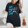 Thouhall Notteal Girls ソフトボールキャッチャー選手名言 レディースオーバーサイズコンフォートTシャツ Black