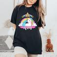 Unicorn Hailatan Devil Death Metal Rainbow Ocult レディースオーバーサイズコンフォートTシャツ Black